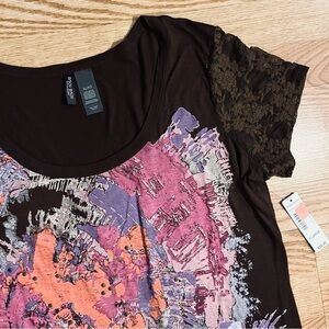 Abstract Print Brown Women's Top Size XL